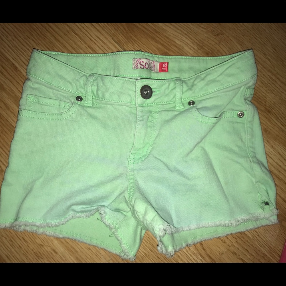Girls Neon Green Jean Shorts